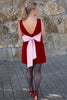 Red Velvet Dress with Pink Satin Bow