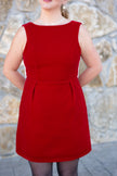 Red Velvet Dress with Pink Satin Bow